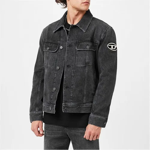 DIESEL Barcy Trucker Jacket With Plaque - Black