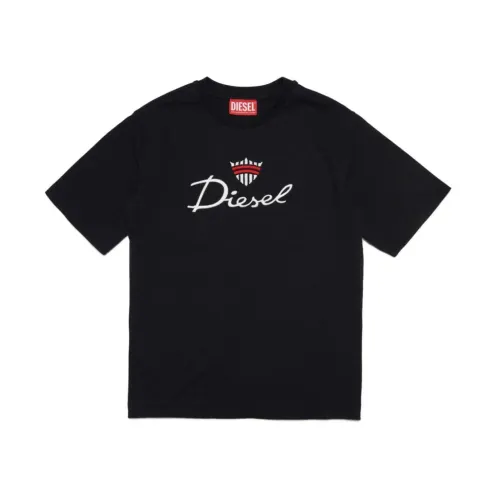 Diesel , Black T-shirts and Polos ,Black male, Sizes:
