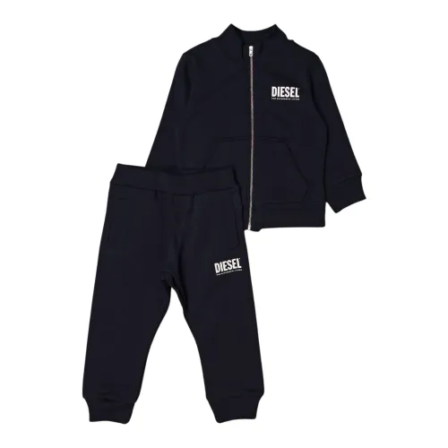 Diesel , Blue Kids Complete Set with Zipper Hoodie and Pants ,Blue unisex, Sizes: