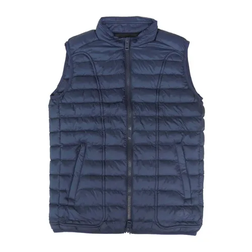Diesel , Blue Puffer Vest with Zip ,Blue male, Sizes: