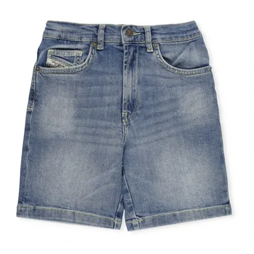 Diesel , Boys Blue Cotton Shorts with Ripped Details ,Blue male, Sizes: