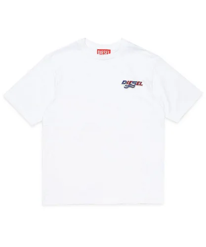 Diesel Boys TJUSTWAVES Logo Print T-shirt White