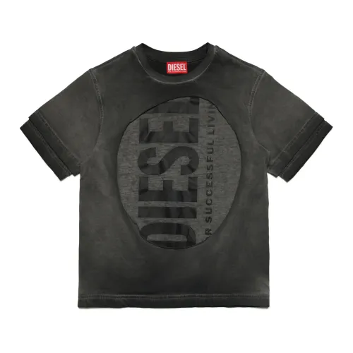 Diesel , Branded double layer T-shirt ,Black male, Sizes: