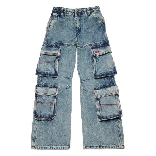 Diesel , Cargo marbled straight jeans - D-Sire ,Blue female, Sizes: