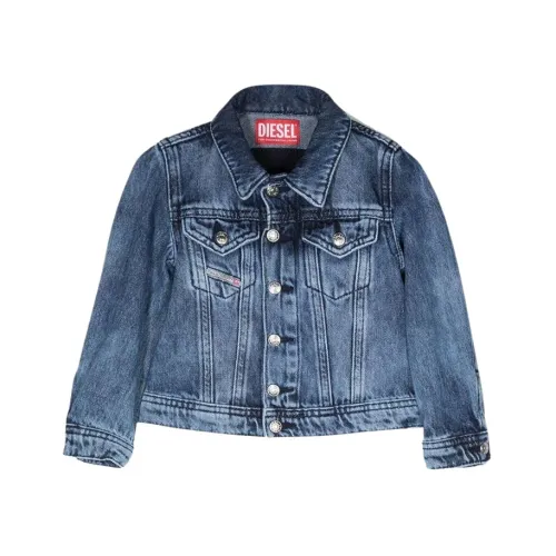 Diesel , Denim Jacket with Faded and Lightened Look ,Blue unisex, Sizes:
