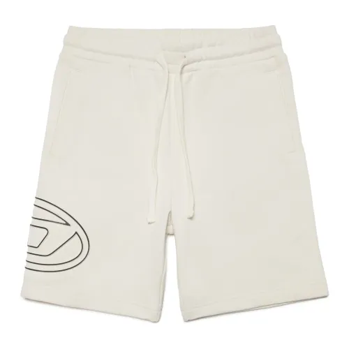 Diesel , Fleece shorts with Oval D logo ,Gray male, Sizes: