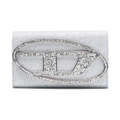 Diesel , Glitter Silver Wallet with Adjustable Strap ,Gray female, Sizes: ONE SIZE