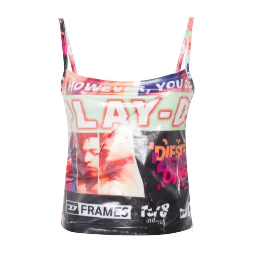 Diesel , Graphic Print Spaghetti Strap Dress ,Multicolor female, Sizes: