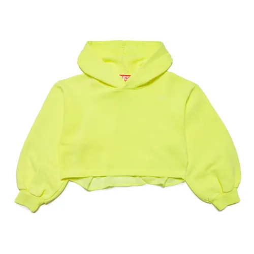 Diesel , Hooded sweatshirt with chiffon ,Yellow female, Sizes:
