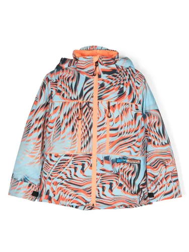 Diesel Kids Jempi-Ski abstract-print hooded jacket - Blue