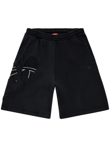 Diesel layered-effect ripped track shorts - Black