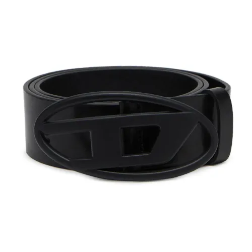 Diesel , Leather Belt with Tonal Buckle ,Black unisex, Sizes: