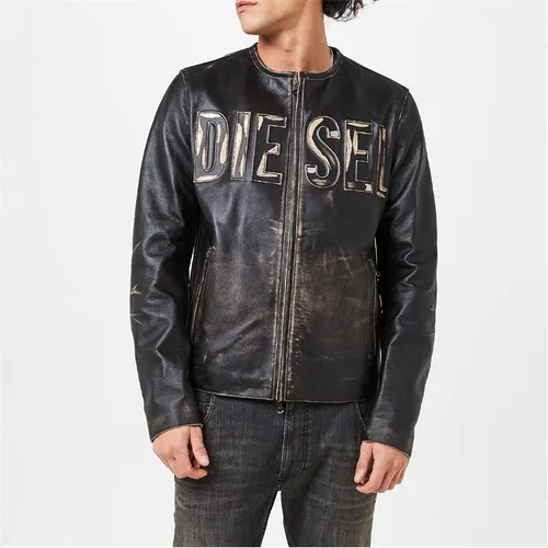 DIESEL Leather Logo Jacket - Black