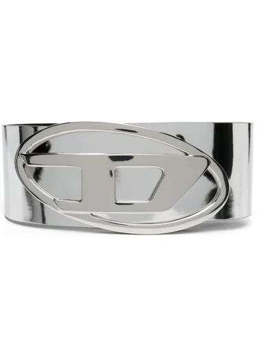 Diesel logo-buckle wide belt - Silver