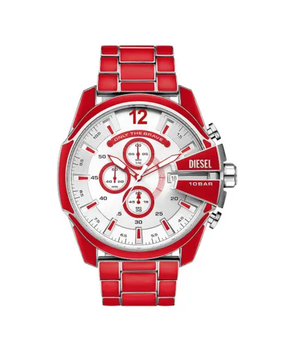 Diesel Mega Chief Mens Red Watch DZ4638 Stainless Steel (archived) - One Size