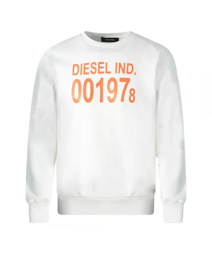 Diesel Mens 001978 Logo White Sweater Cotton
