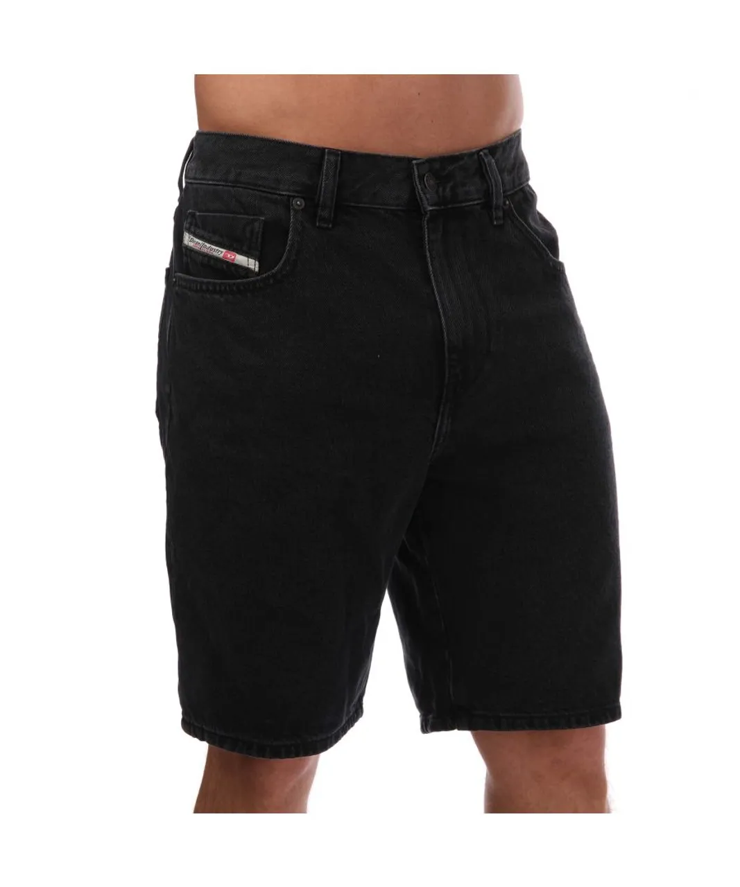 Diesel Mens D-STRUKT Denim Shorts in Black Cotton