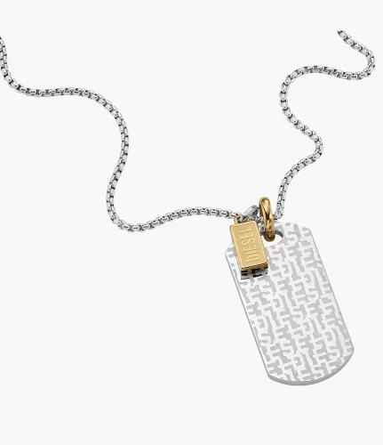 Diesel Men's Diesel Font Two-Tone Stainless Steel Dog Tag Necklace - Two-Tone