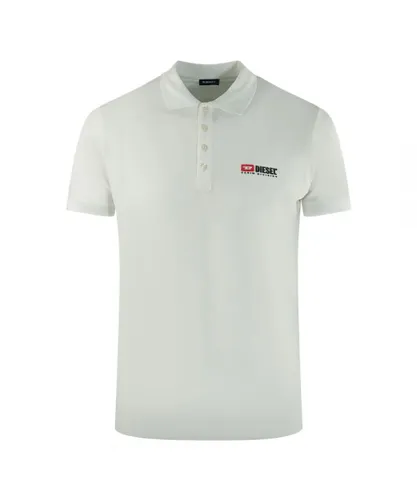 Diesel Mens Division Logo White Polo Shirt