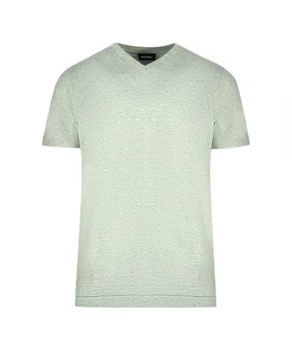 Diesel Mens Grey V-Neck T-Shirt Cotton