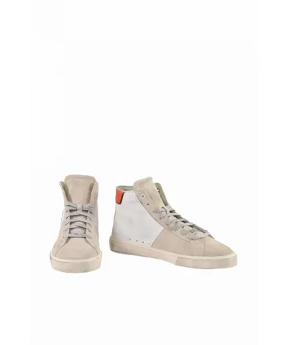 Diesel Mens Lace-Up Leather Sneakers in White