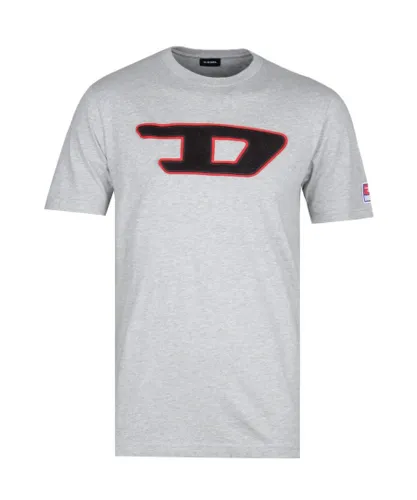 Diesel Mens Large Logo Grey Marl T-Shirt