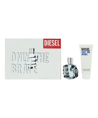 Diesel Mens Only The Brave Gift Set Eau De Toilette 50ml & Shower Gel 75ml - Orange - One Size