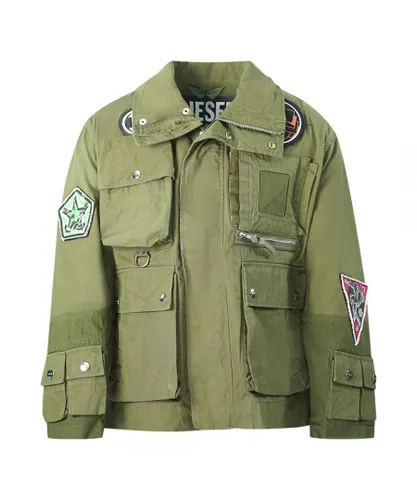 Diesel Mens Pocket Patch Logo Green Military Jacket Cotton