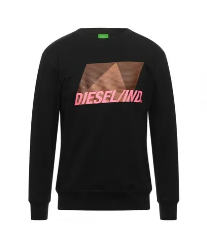 Diesel Mens Pyramid Brand Logo Black Sweater Cotton