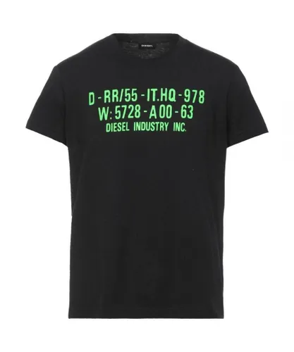 Diesel Mens T-Diego S2 Graphic Logo T-Shirt in Black Cotton