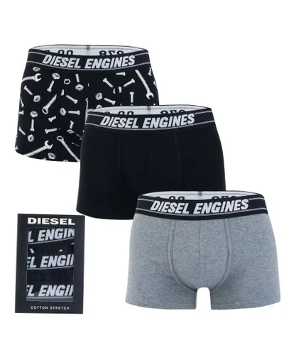 Diesel Mens UMBX-DAMIENT 3 Pack Boxers in Black Grey Cotton