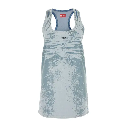 Diesel , Printed denim mini dress ,Blue female, Sizes: