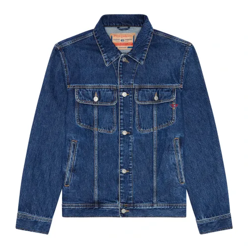 Diesel , Regular-fit trucker jacket ,Blue male, Sizes: