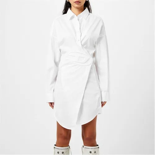 DIESEL Short Shirt Dress In Stretch Poplin - White