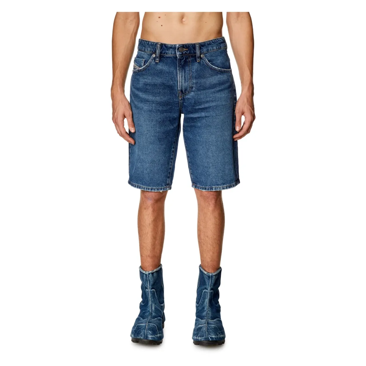 Diesel , Slim denim shorts ,Blue male, Sizes: