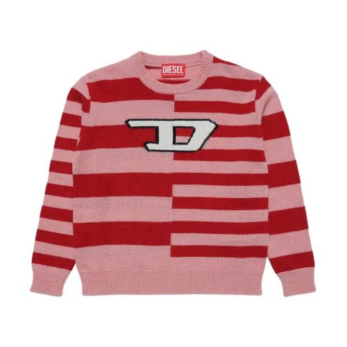 Diesel , Striped Logo Sweater ,Pink male, Sizes: