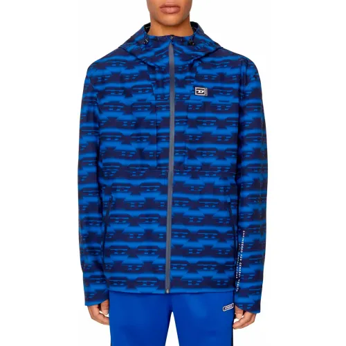 Diesel , Water-Resistant Hooded Jacket, Blue ,Blue male, Sizes: