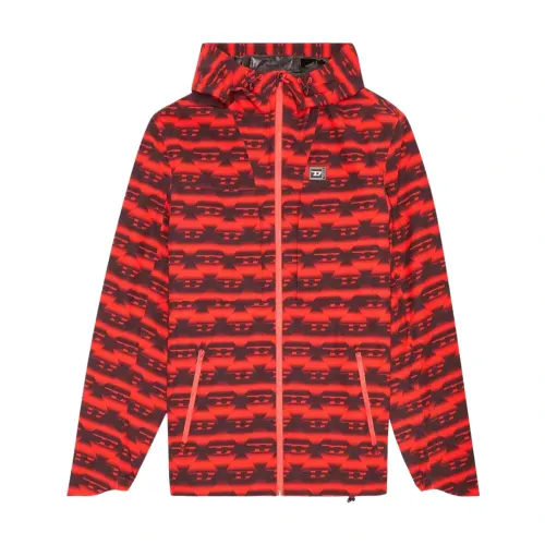 Diesel , Waterproof Hooded Jacket, Red ,Red male, Sizes: