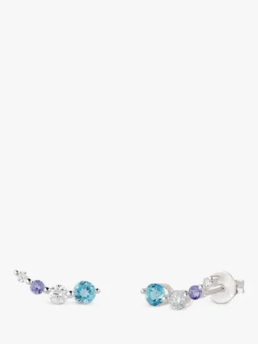 Dinny Hall Shuga Diamond and Multi Stone Stud Earrings - Silver/Blue - Female