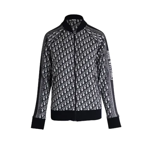 Dior , Logo Oblique Bomber Jacket in Black and White ,Black female, Sizes:
