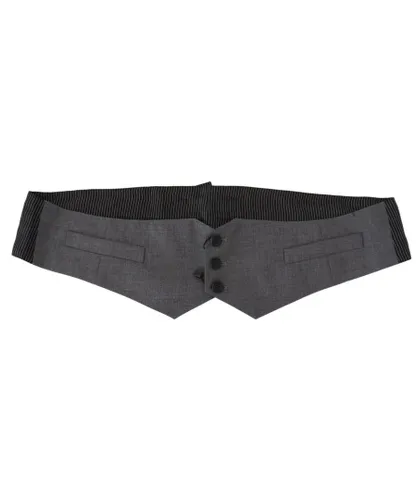 Dior Mens Black Stripes Button Waist Cintura Cummerbund Silk - One