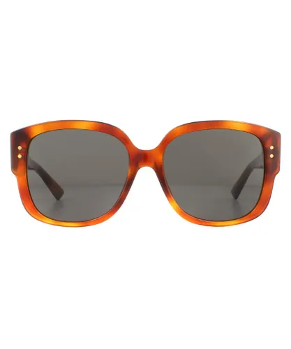 Dior Square Womens Light Havana Grey AR Sunglasses - Brown Metal - One