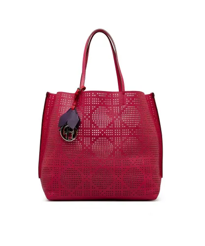 Dior Womens Vintage Perforated Cannage iva Tote Pink Calf Leather - One Size