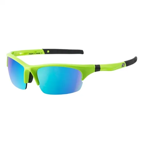 Dirty Dog Ecco Sport Sunglasses - Fluro Green & Blue Fusion Mirror