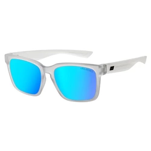 Dirty Dog Goat Polarised Sunglasses - Satin Crystal Grey & Ice Blue Mirror