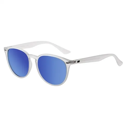 Dirty Dog Racoon Polarised Sunglasses - Satin Crystal Grey & Blue Mirror