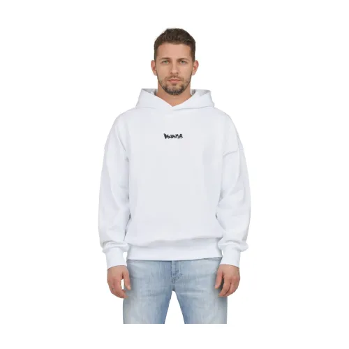 Disclaimer , Hoodie with Back Motif and Front Logo ,White male, Sizes: