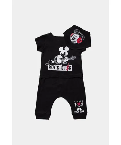 Disney Baby Boy Mickey Mouse Rockstar 3-Piece Outfit - Black Cotton