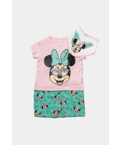 Disney Baby Girl Minnie Mouse Tropical 3-Piece Outfit - Pink Cotton