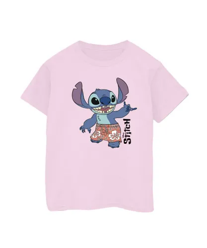 Disney Boys Lilo & Stitch Bermuda Shorts T-Shirt (Baby Pink) Cotton